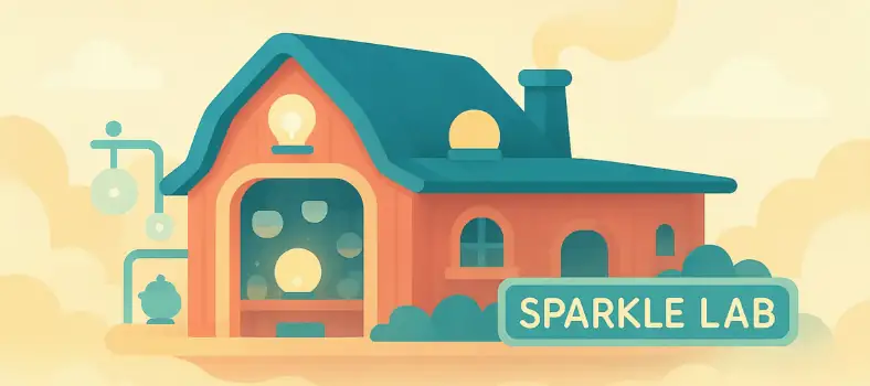 Life School story world illustration: the Sparkle Lab