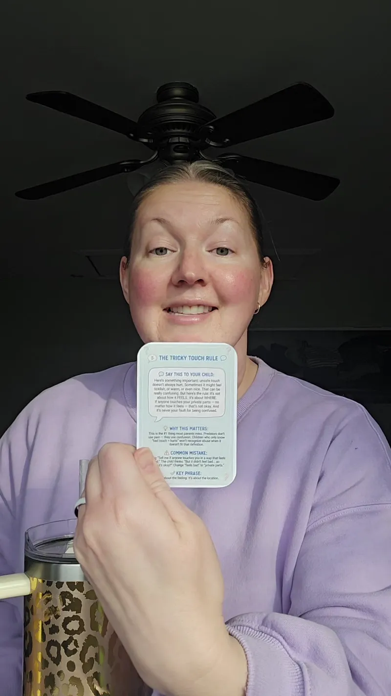 The word-for-word script on the back of the Tricky Touch Rule card
