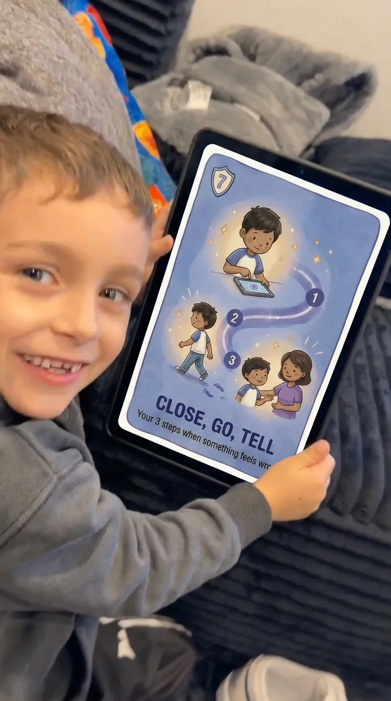 Going through the cards on a tablet at bedtime