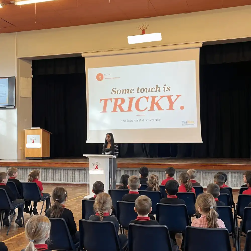 A Cycle Breaker running the body safety talk in her community