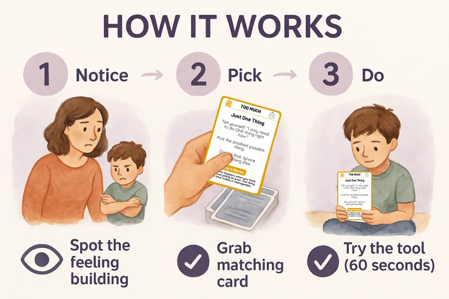 How to use the cards - 3 simple steps