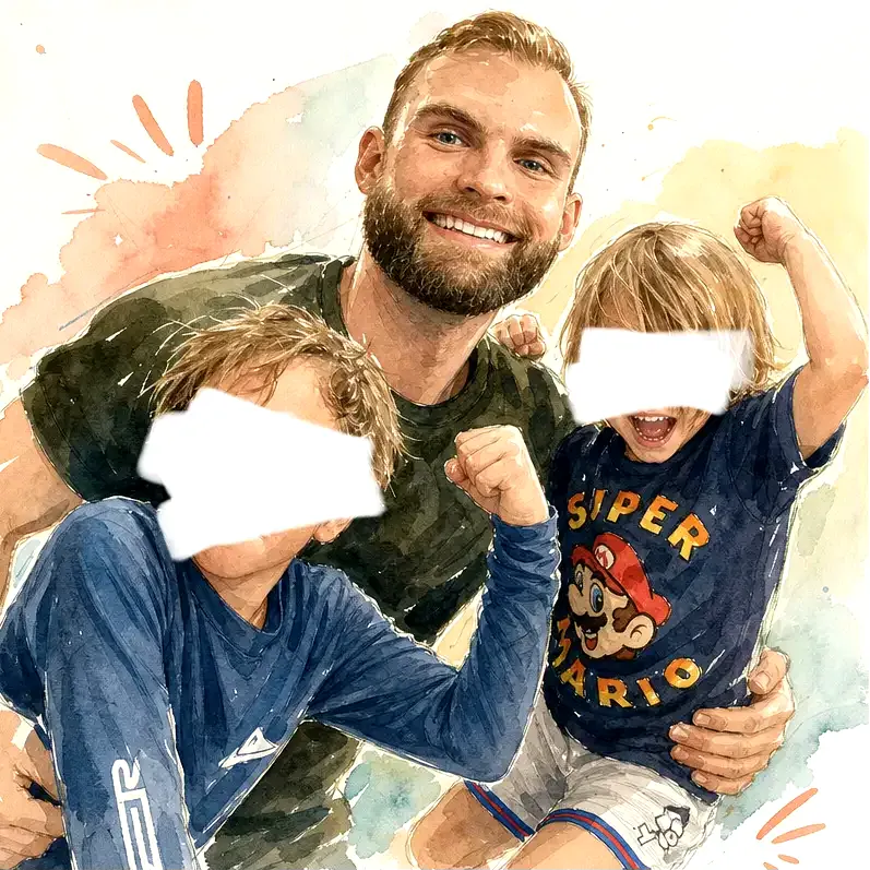 Jonah, founder of Trailies, with his nephews